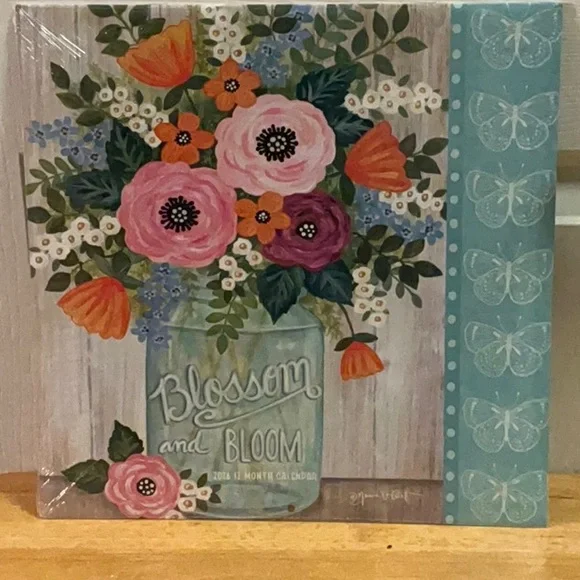 Floral Canvas Art with Pink and Orange Accents 2026 Calendar - Picture 1 of 8